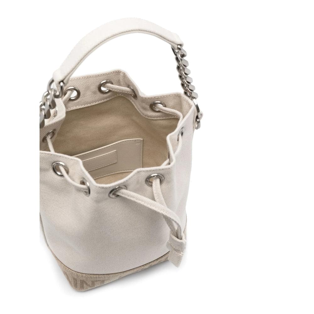 Saint Laurent Jacquard Logo Canvas Bucket Bag – Chalk