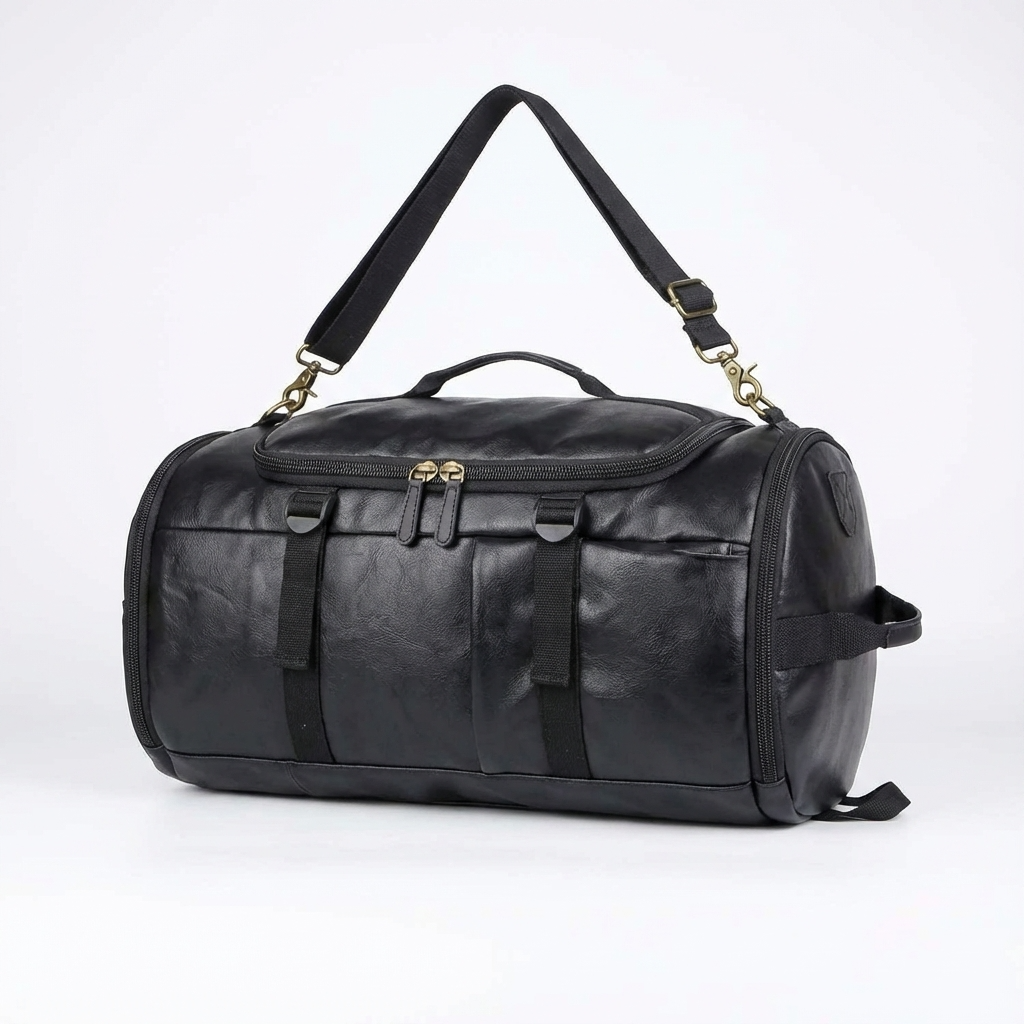Men's Vegan Leather Duffel Bag – Convertible 40L Travel