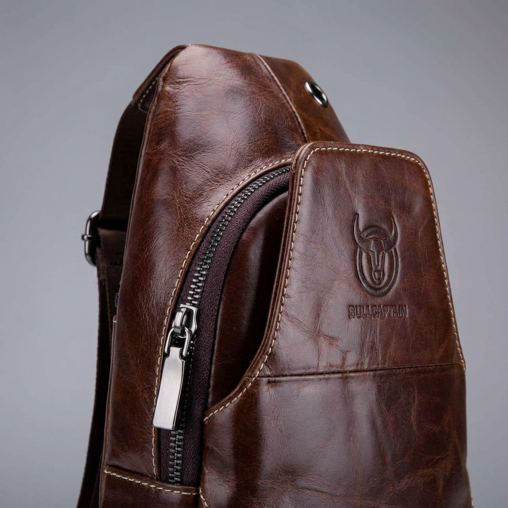 Men's Genuine Leather Sling Bag – Structured Office Carry