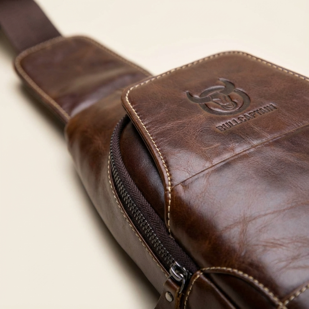 Men's Genuine Leather Sling Bag – Structured Office Carry