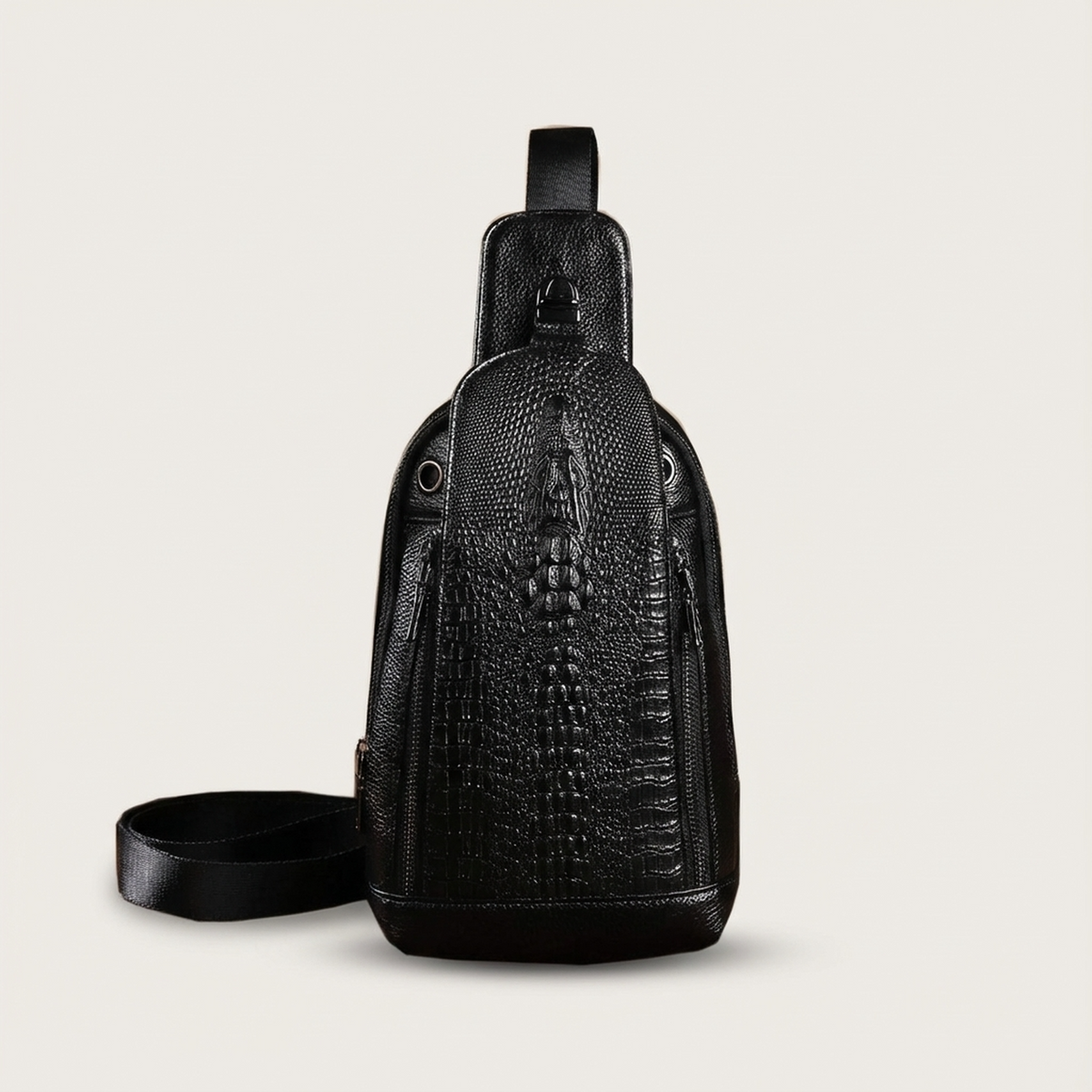 Men's Croc-Embossed Leather Sling Bag – Executive Commuter Carry