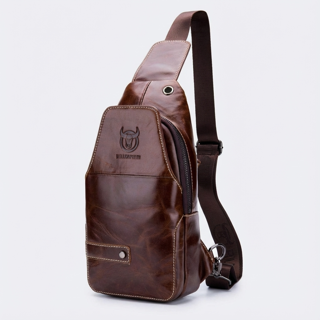 Men's Genuine Leather Sling Bag – Structured Office Carry