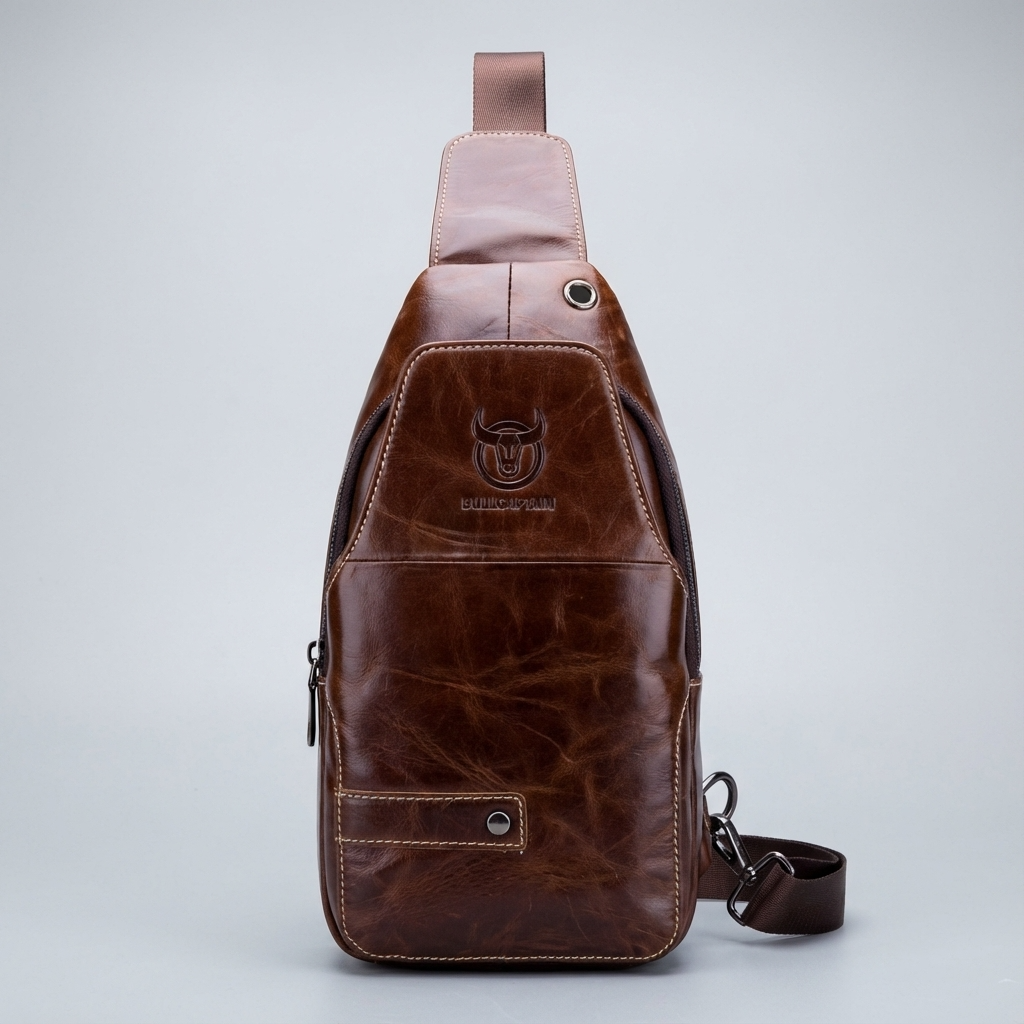 Men's Genuine Leather Sling Bag – Structured Office Carry