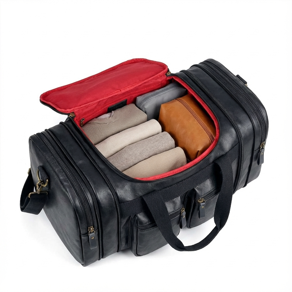 Men's Vegan Leather Duffel Bag – Organized Travel Carry