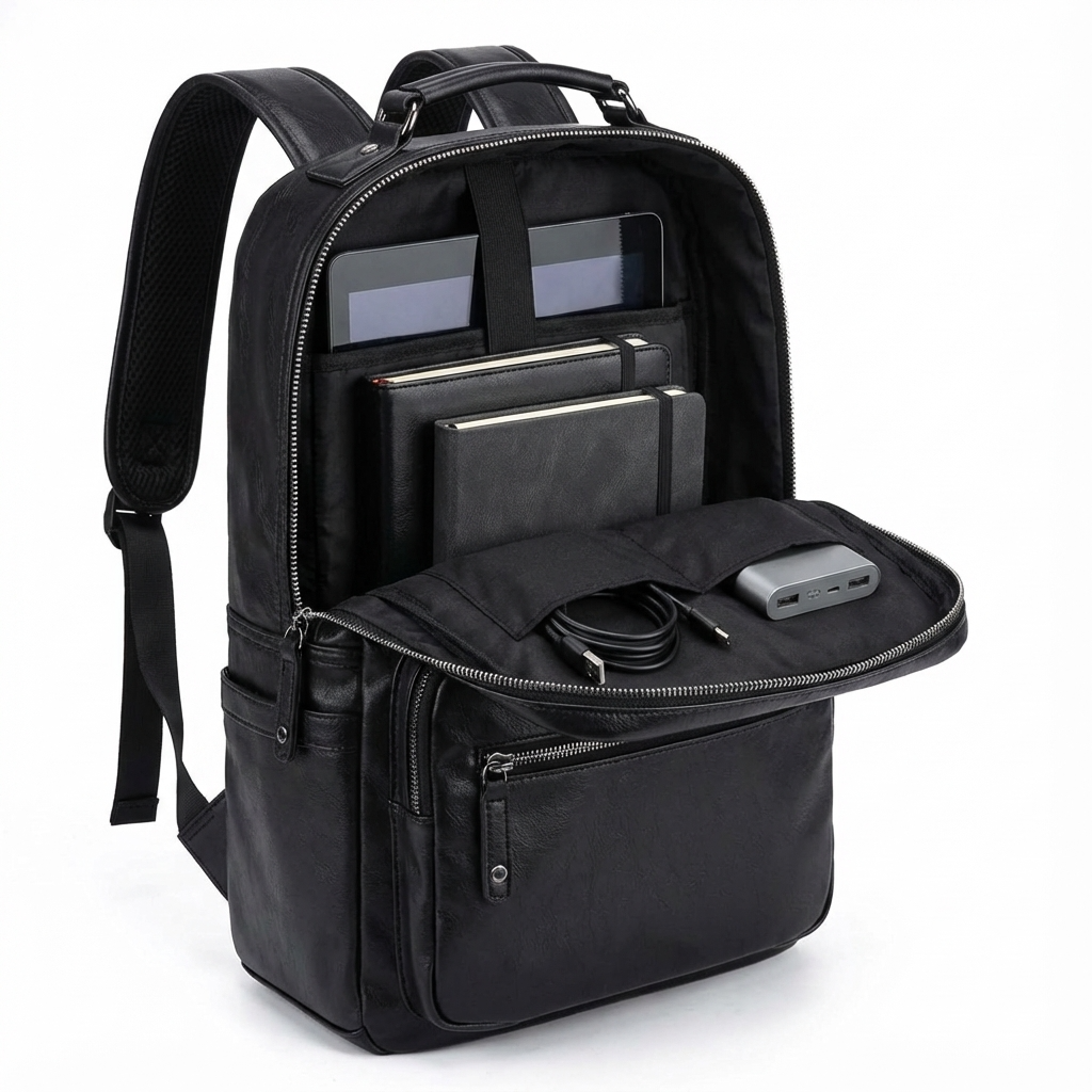 Men's Vegan Leather Backpack – Structured Travel Carry