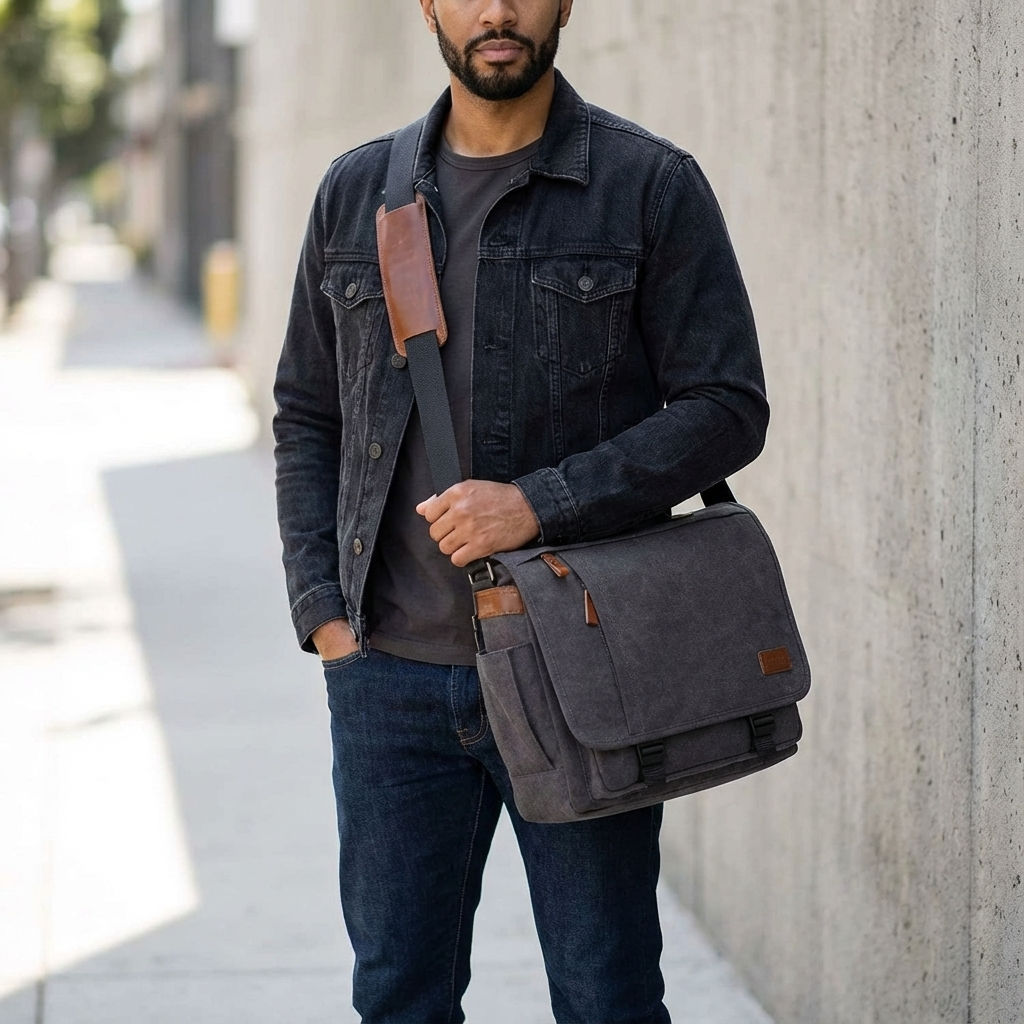 Men's Canvas Messenger Bag – Large Format Commuter Carry