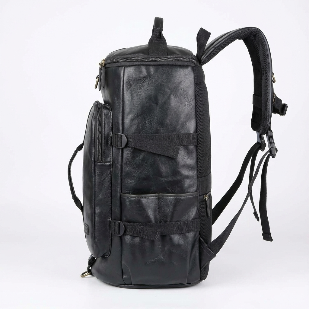 Men's Vegan Leather Duffel Bag – Convertible 40L Travel