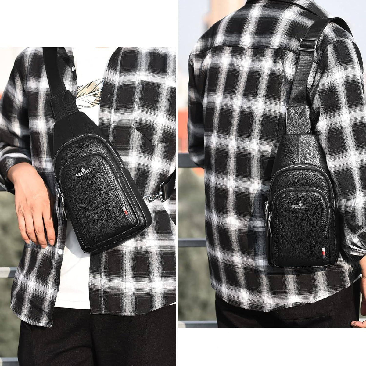 Men's Vegan Leather Sling Bag – Executive Commuter Carry