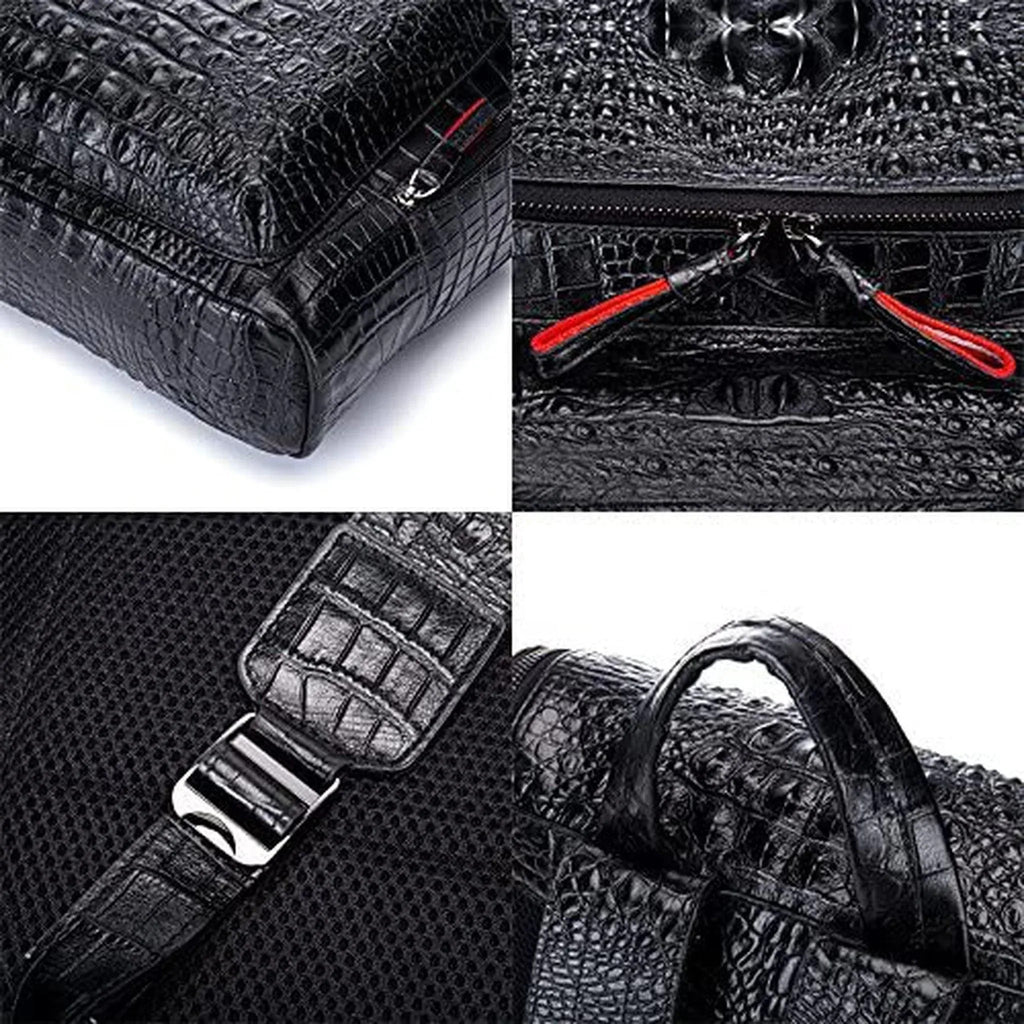 Men's Croc-Embossed Leather Backpack – Refined Business Carry