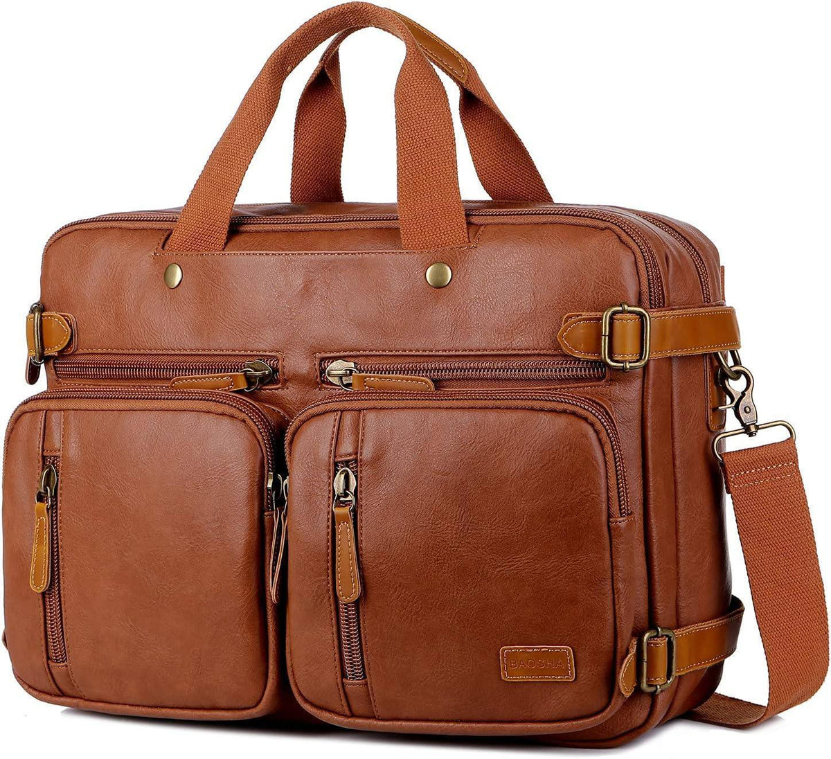 Men's Vegan Leather Messenger Bag – Convertible Work Carry