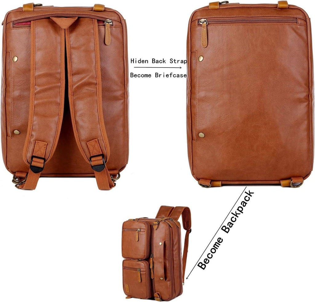Men's Vegan Leather Messenger Bag – Convertible Work Carry
