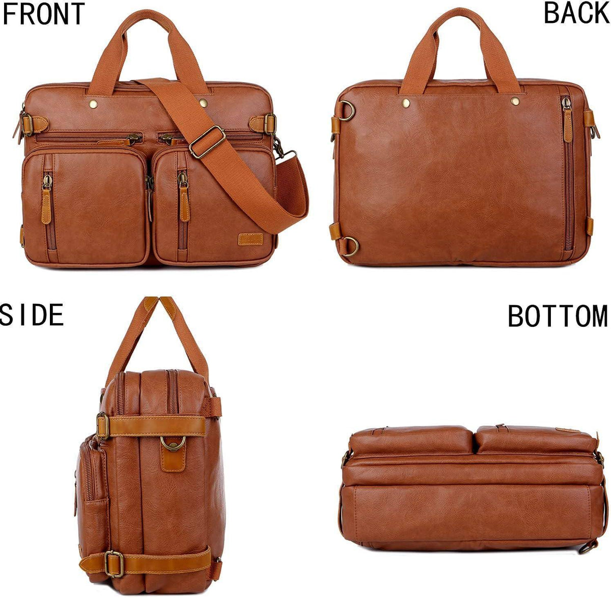 Men's Vegan Leather Messenger Bag – Convertible Work Carry