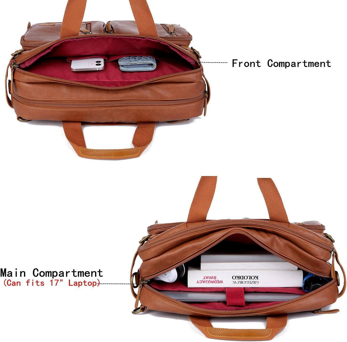 Men's Vegan Leather Messenger Bag – Convertible Work Carry