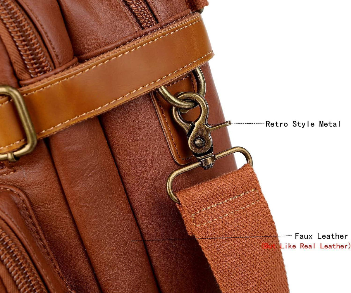 Men's Vegan Leather Messenger Bag – Convertible Work Carry