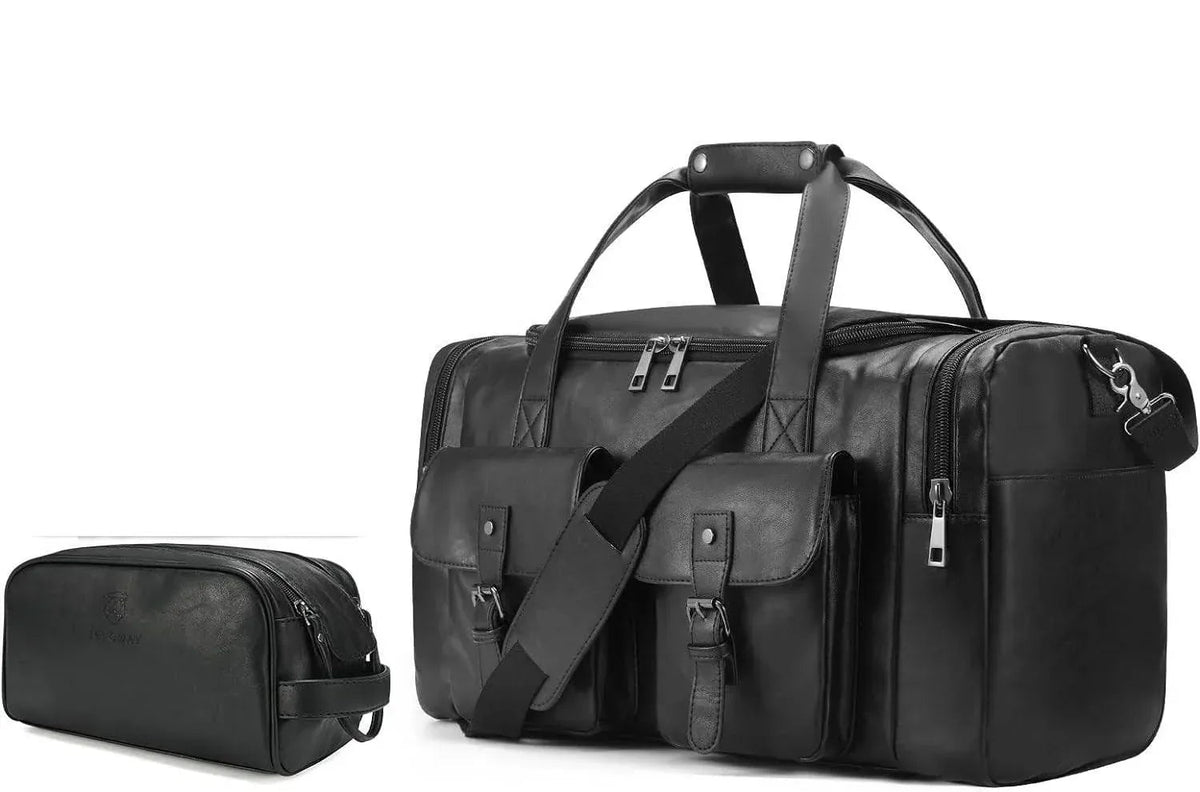 Men’s Vegan Leather Duffel Bag – With Toiletry Set