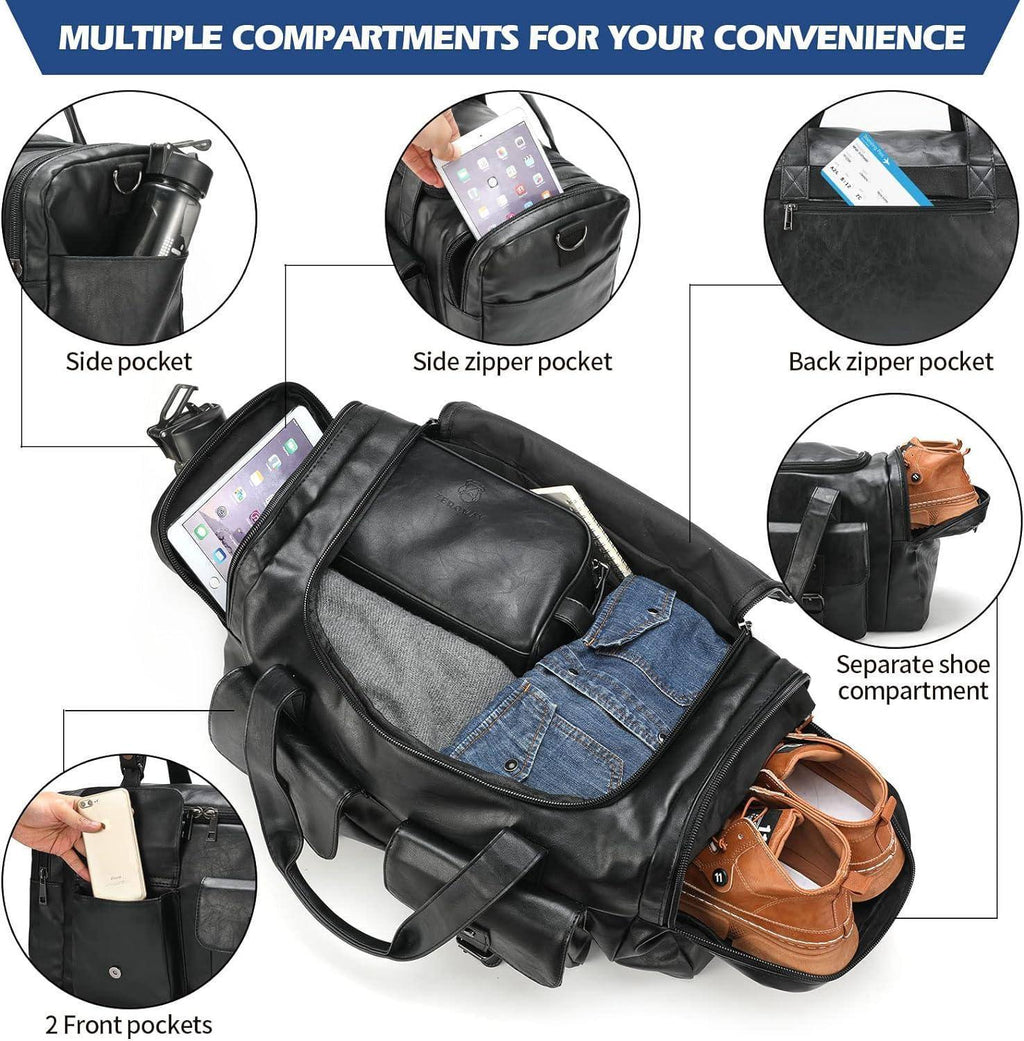 Men’s Vegan Leather Duffel Bag – With Toiletry Set