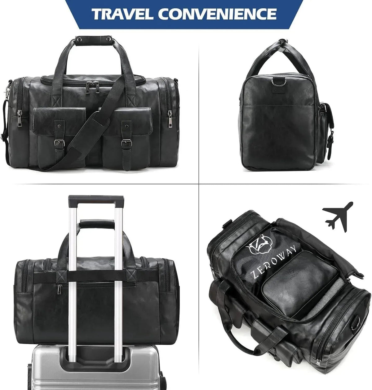 Men’s Vegan Leather Duffel Bag – With Toiletry Set