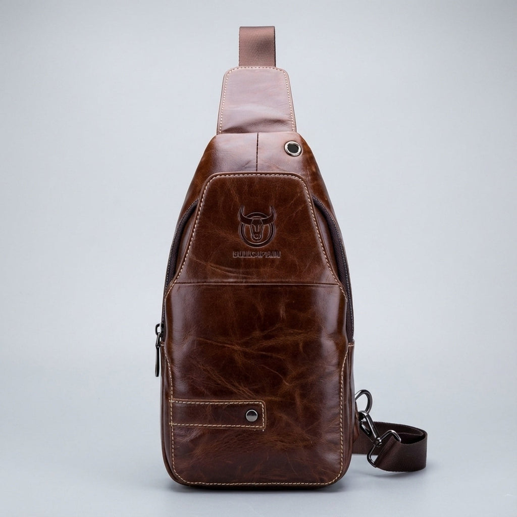 Men's Genuine Leather Sling Bag – Structured Office Carry