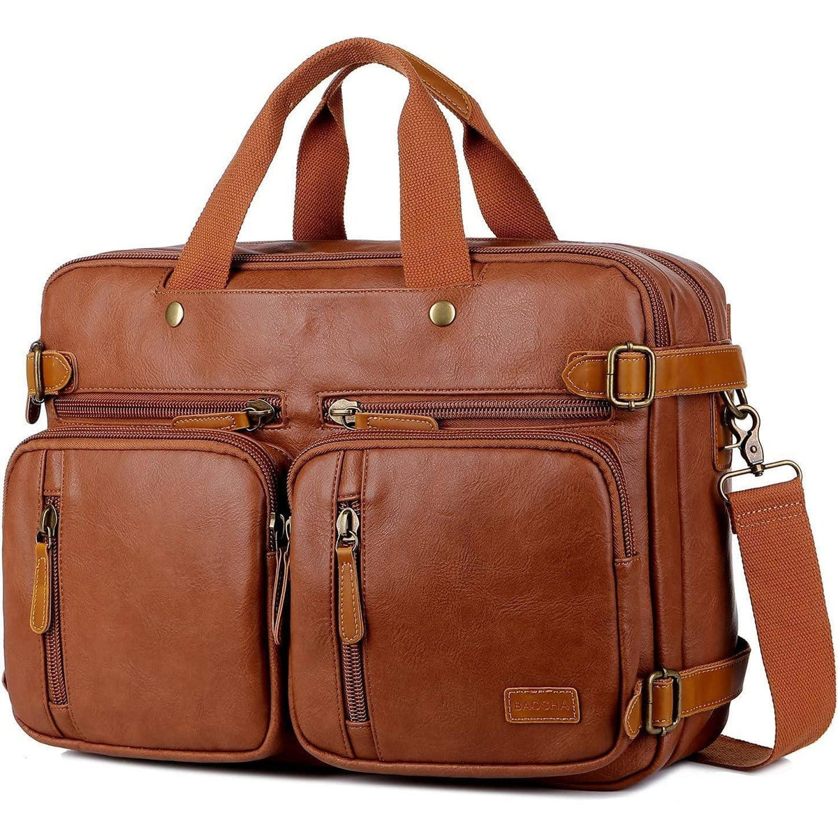 Men's Vegan Leather Messenger Bag – Convertible Work Carry