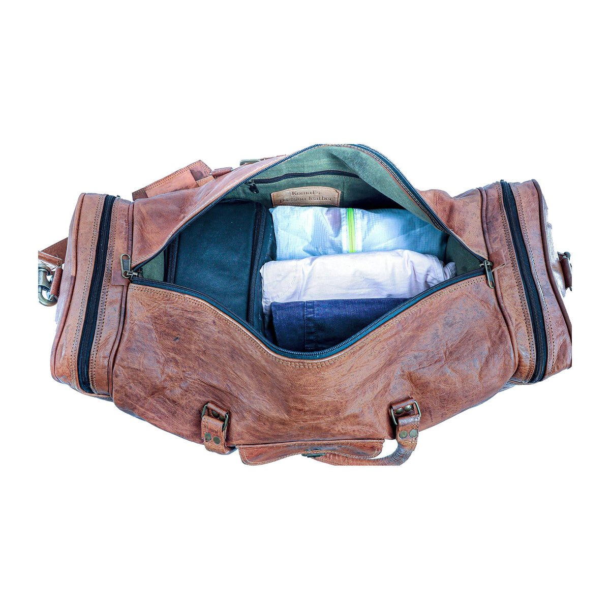 Men's Full-Grain Leather Duffel Bag – Structured Travel Carry