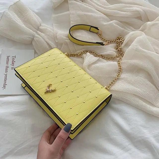 حقائب كتف عصرية أنيقة فاخرة من جلد البولي يوريثان الإسترليني للنساء والفتيات بتصميم سلسلة وحقيبة ساعي البريد النسائية