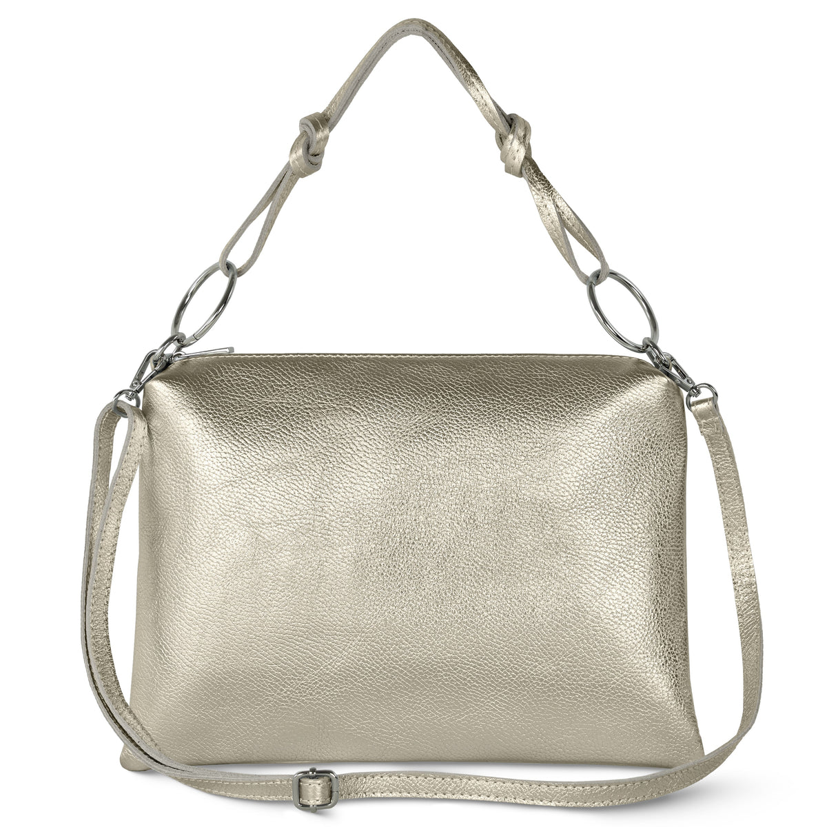 Italian Metallic Full-Grain Leather Shoulder Bag | Prato