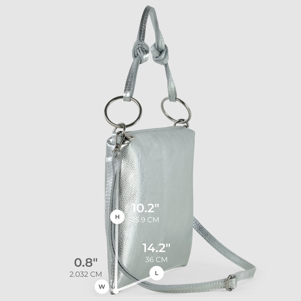 Italian Metallic Full-Grain Leather Shoulder Bag | Prato